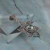 925 Sterling Silver Filigree Art Rainbow Quartz Gemstone Star Design Pendant Necklace