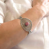 925 Sterling Silver Filigree Art Rhodonite Gemstone Lace Design Cuff Bracelet
