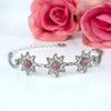 925 Sterling Silver Filigree Art Rhodonite Gemstone Star Link Bracelet