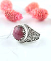 925 Sterling Silver Filigree Art Rhodonite Gemstone Crown Statement RingFiligree Art Rhodonite Gemstone Women Crown Silver Statement Ring