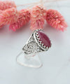 925 Sterling Silver Filigree Art Rhodonite Gemstone Oval Cocktail Ring