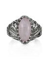Filigree Art Rose Quartz Gemstone Angel Design Women Silver Cocktail Ring