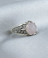 Filigree Art Rose Quartz Gemstone Women Silver Cocktail Ring