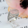 Filigree Art Rose Quartz Gemstone Women Silver Dome Statement Ring FiligranIst