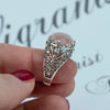 Filigree Art Rose Quartz Gemstone Women Silver Dome Statement Ring FiligranIst