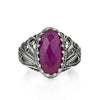 Filigree Art Ruby Corundum Gemstone Angel Design Women Silver Cocktail Ring - Filigranist Jewelry