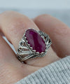 Filigree Art Ruby Corundum Gemstone Angel Design Women Silver Cocktail Ring - Filigranist Jewelry