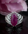 Filigree Art Ruby Corundum Gemstone Angel Design Women Silver Cocktail Ring - Filigranist Jewelry