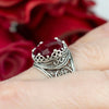 925 Sterling Silver Filigree Art Ruby Corundum Gemstone Cocktail Women Ring