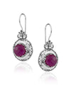 Sterling Silver Filigree Art Ruby Corundum Gemstone Floral Drop Earrings