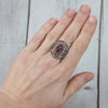 925 Sterling Silver Filigree Art Ruby Corundum Gemstone Lace Cocktail Ring