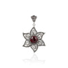 925 Sterling Silver Filigree Art Ruby Corundum Gemstone Star Design Pendant Necklace
