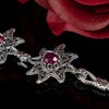 925 Sterling Silver Filigree Art Ruby Corundum Gemstone Star Link Bracelet