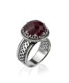Filigree Art Ruby Corundum Gemstone Women Silver Cocktail Ring