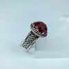 925 Sterling Silver Filigree Art Ruby Corundum Gemstone Cocktail Ring