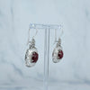 925 Sterling Silver Filigree Art Ruby Corundum Square Drop Earrings