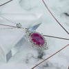 Filigree Art Ruby Corundum Gemstone Women Silver Oval Pendant Necklace