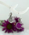 Filigree Art Ruby Corundum Gemstone Women Sterling Silver Drop Earrings