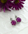 Filigree Art Ruby Corundum Gemstone Women Sterling Silver Drop Earrings