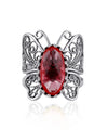 Filigree Art Ruby Gemstone Butterfly Design Women Silver Cocktail Ring