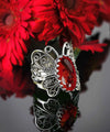 Filigree Art Ruby Gemstone Butterfly Design Women Silver Cocktail Ring