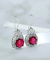 Filigree Art Ruby Gemstone Woman Silver Drop Earrings FiligranIst