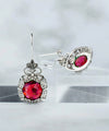Filigree Art Ruby Gemstone Woman Silver Drop Earrings FiligranIst