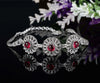 Filigree Art Ruby Gemstone Women Silver Link Bracelet