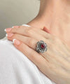 Filigree Art Ruby Gemstone Women Silver Statement Ring