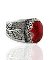 Filigree Art Ruby Quartz Gemstone Tulip Detailed Silver Women Statement Ring - Filigranist Jewelry