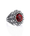 Filigree Art Ruby Quartz Gemstone Women Statement Dome Ring