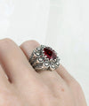 Filigree Art Ruby Quartz Gemstone Women Statement Dome Ring