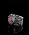 Sterling Silver Filigree Art Ruby Zoisite Gemstone Tulip Detailed Women Cocktail Ring
