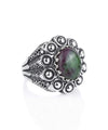 Filigree Art Ruby Zoisite Gemstone Women Statement Dome Ring