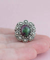 Filigree Art Ruby Zoisite Gemstone Women Statement Dome Ring