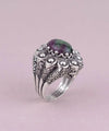 Filigree Art Ruby Zoisite Gemstone Women Statement Dome Ring