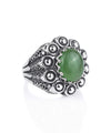 Filigree Art Serpentine Gemstone Women Statement Dome Ring