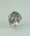 Filigree Art Serpentine Gemstone Women Statement Dome Ring