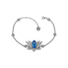 Filigree Art Silver Blue Quartz Gemstone Lotus Flower Design Woman Link Bracelet - Filigranist Jewelry
