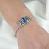 Filigree Art Silver Blue Quartz Gemstone Lotus Flower Design Woman Link Bracelet - Filigranist Jewelry