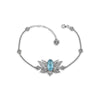Filigree Art Silver Blue Topaz Gemstone Lotus Flower Design Woman Link Bracelet - Filigranist Jewelry
