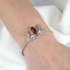 Filigree Art Silver Carnelian Gemstone Lotus Flower Design Woman Link Bracelet - Filigranist Jewelry