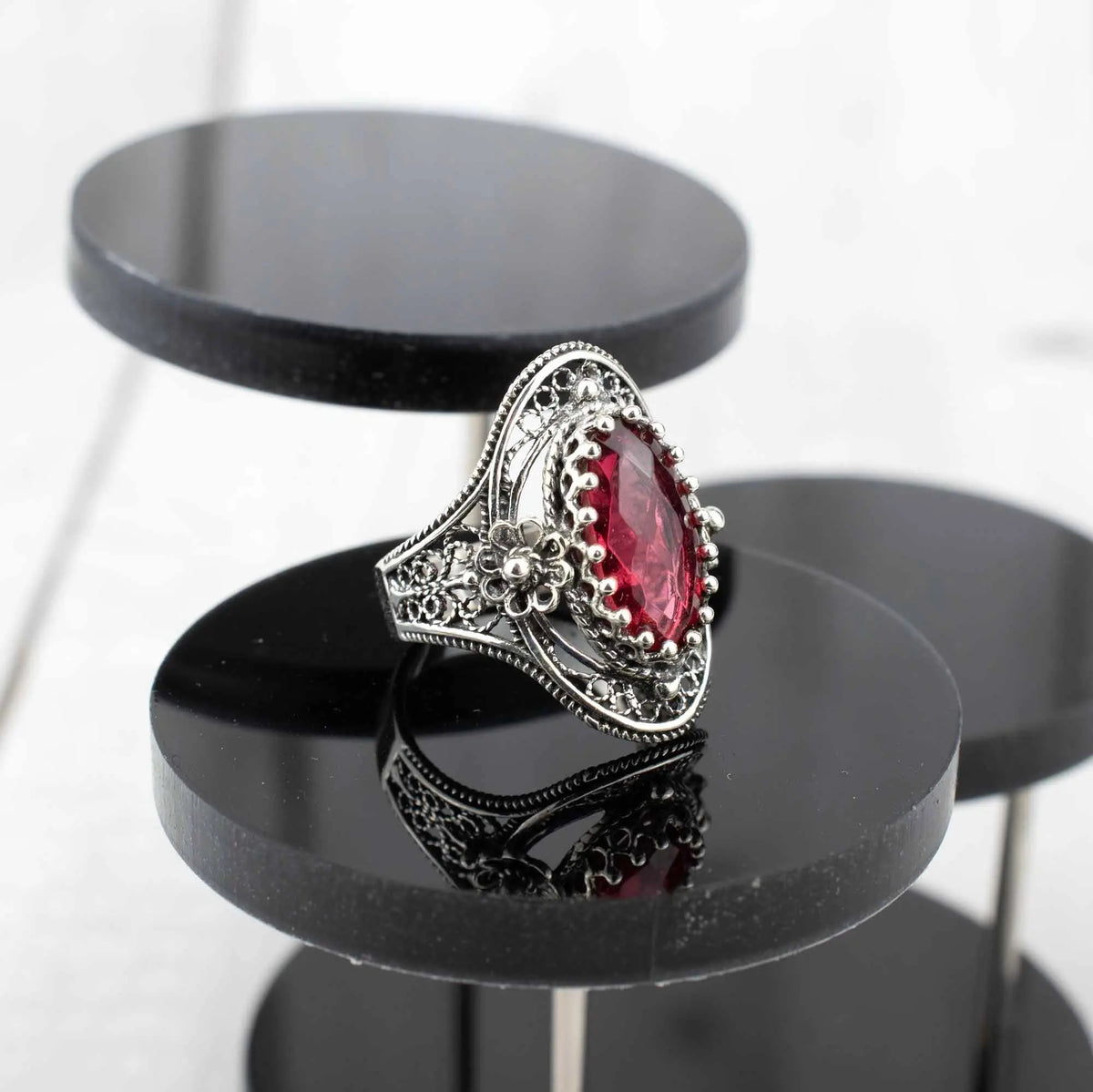 Filigree Art Rose Quartz Statement Ring