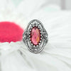Filigree Art Silver Ruby Gemstone Daisy Figured Woman Statement Ring - Filigranist Jewelry