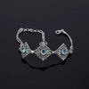 Filigree Art Sterling Silver Blue Topaz Gemstone Woman Adjustable Link Bracelet - Filigranist Jewelry