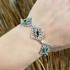 Filigree Art Sterling Silver Emerald Gemstone Woman Adjustable Link Bracelet - Filigranist Jewelry