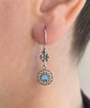 Sterling Silver Filigree Art Gemstone Dangle Women Earrings