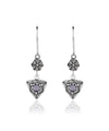 Sterling Silver Filigree Art Gemstone Dangle Women Triangle Earrings