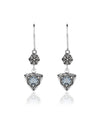 Sterling Silver Filigree Art Gemstone Dangle Women Triangle Earrings