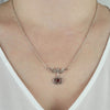 925 Sterling Silver Filigree Art Turquoise / Carnelian / Black Onyx / Moss Agate Heart to Heart Choker Necklace